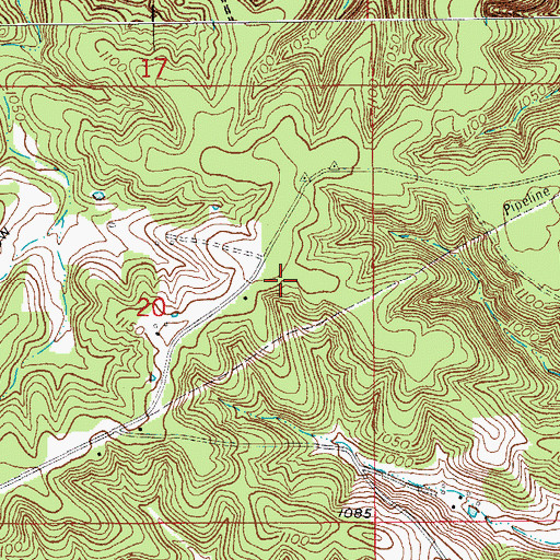 Topographic Map of Hall/Heavin Cemetery, MO