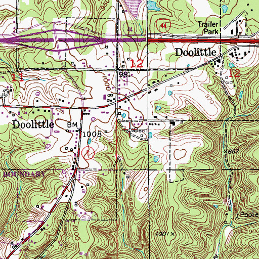 Topographic Map of Luckey Chapel Cemetery, MO