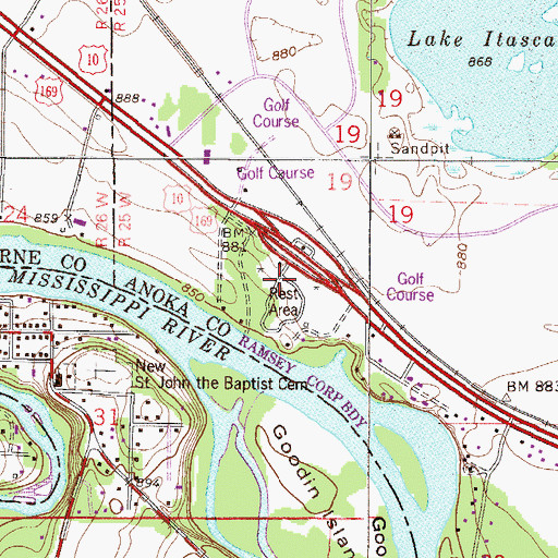 Topographic Map of Itasca Village (historical), MN