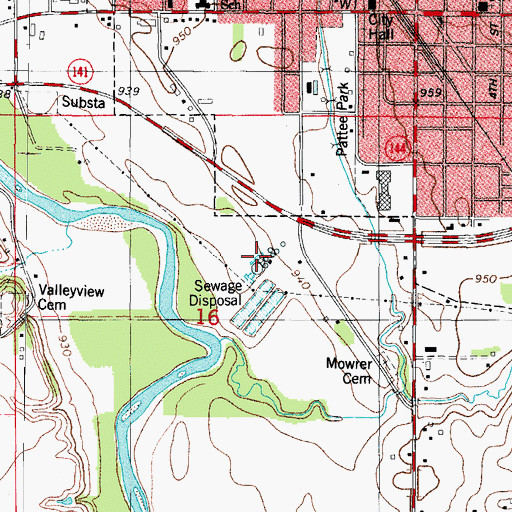 Topographic Map of Perry Wastewater Treatment Plant, IA