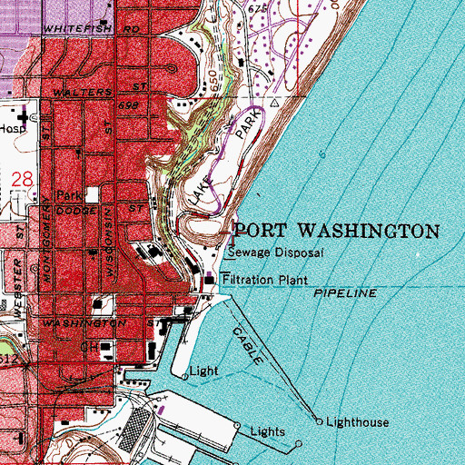 Topographic Map of Port Washington Wastewater Treatment Plant, WI
