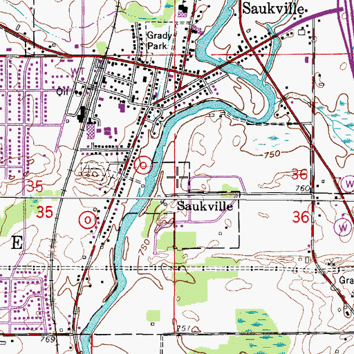 Topographic Map of Saukville Wastewater Treatment Plant, WI