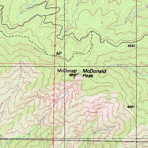 Topographic Map of McDonald Peak, CA