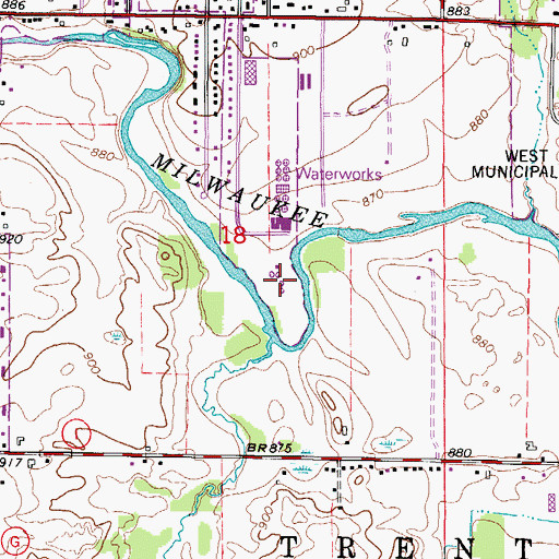 Topographic Map of West Bend Wastewater Treatment Plant, WI