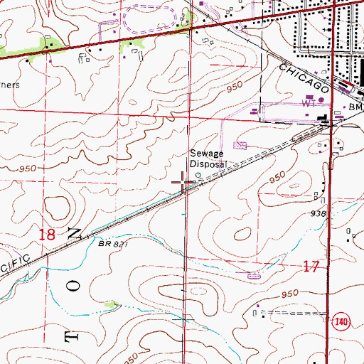 Topographic Map of Clinton Sewage Treatment Plant, WI