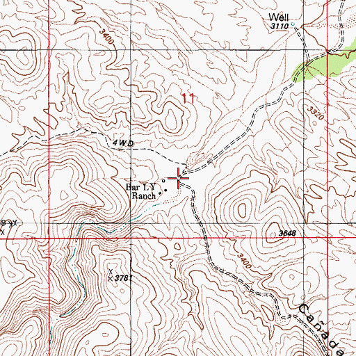 Topographic Map of Caada Atravesada Canyon, AZ