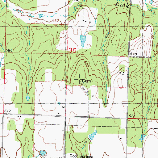 Topographic Map of Dill Cemetery, OK