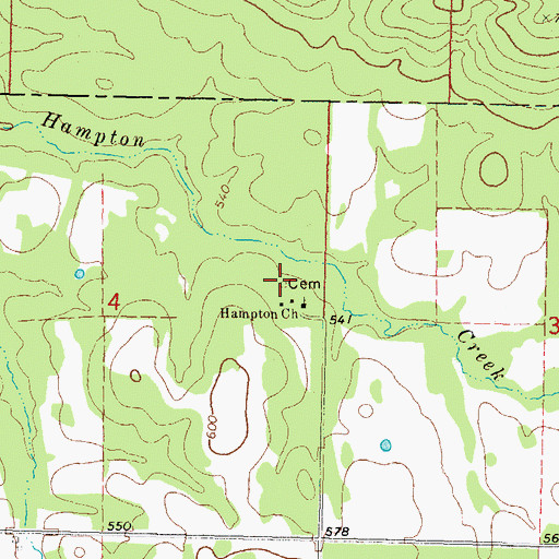 Topographic Map of Hampton Chapel Cemetery, OK
