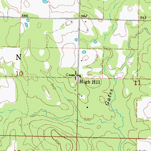 Topographic Map of High Hill Cemetery, OK