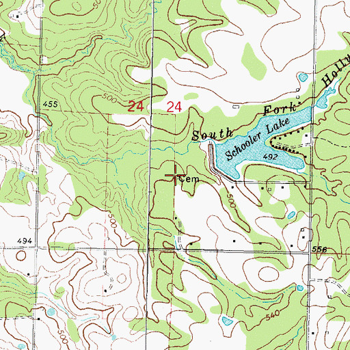 Topographic Map of Schooler Cemetery, OK