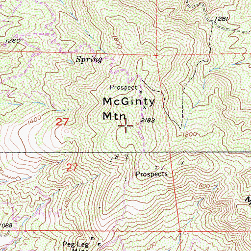 Topographic Map of McGinty Mountain, CA