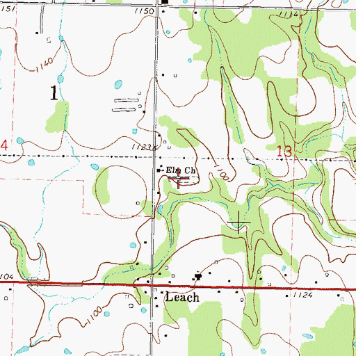 Topographic Map of Elm Cemetery, OK