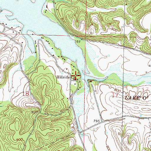 Topographic Map of Hillside Cemetery, OK