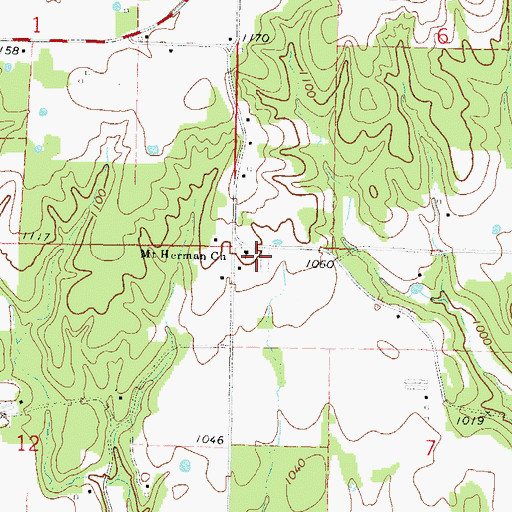Topographic Map of Mount Hermon Cemetery, OK