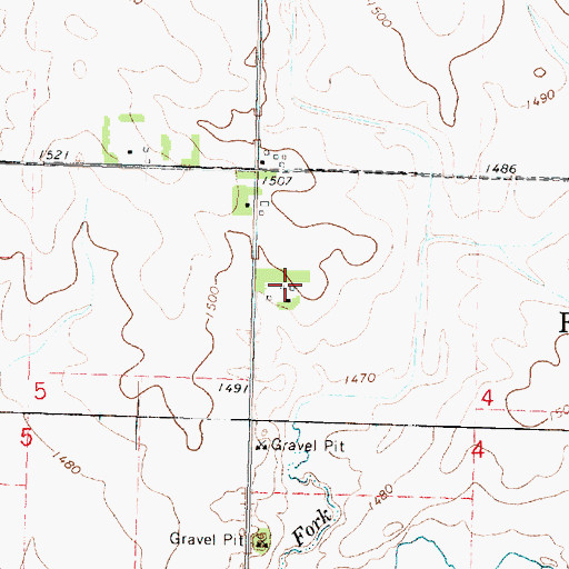 Topographic Map of Budden Farms, IA