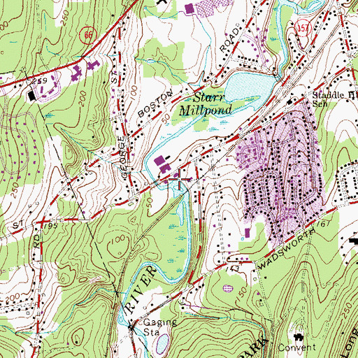Topographic Map of Savage Mill Dam, CT