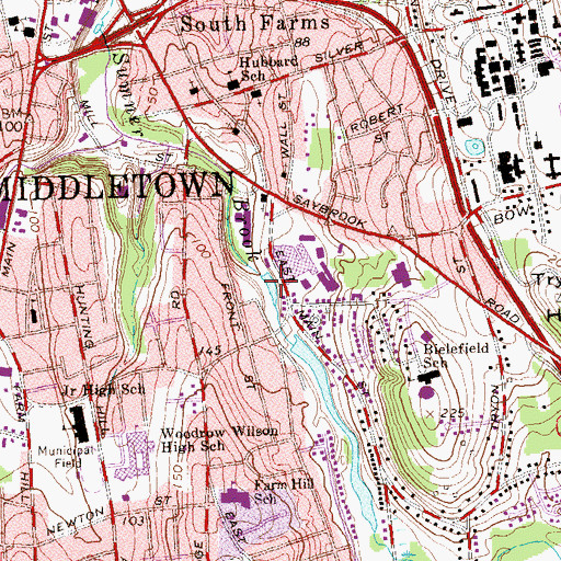 Topographic Map of Lower Mill Pond, CT