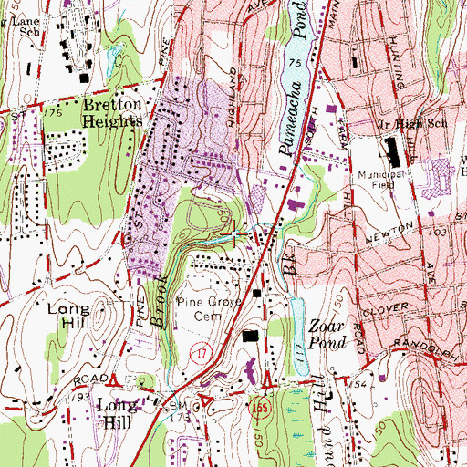 Topographic Map of Lock Shop Pond, CT
