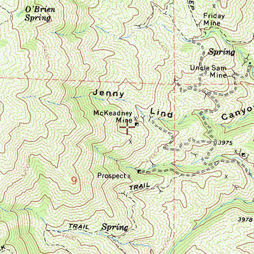 Topographic Map of McKeadney Mine, CA