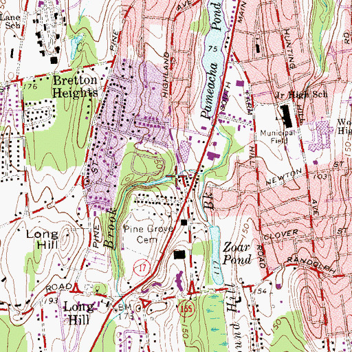 Topographic Map of Lock Shop Pond Dam (historical), CT