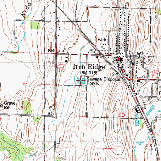 Topographic Map of Iron Ridge Wastewater Treatment Facility, WI