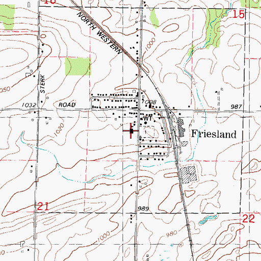 Topographic Map of Friesland Post Office, WI