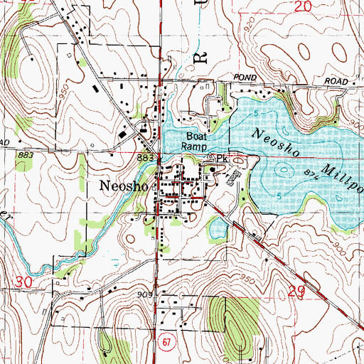 Topographic Map of Neosho Post Office, WI