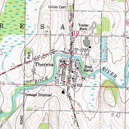 Topographic Map of Theresa Post Office, WI
