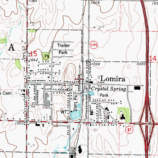 Topographic Map of Lomira Post Office, WI