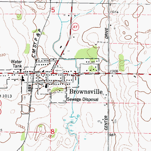 Topographic Map of Brownsville Public Library, WI