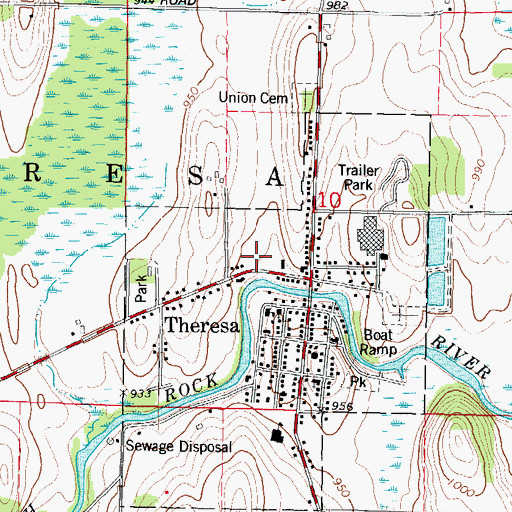 Topographic Map of Theresa Public Library, WI