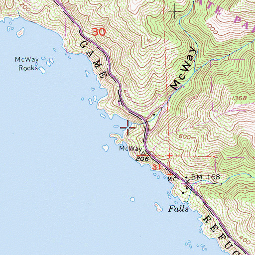 Topographic Map of McWay Canyon, CA