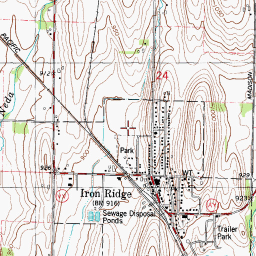 Topographic Map of Iron Ridge Public Library, WI