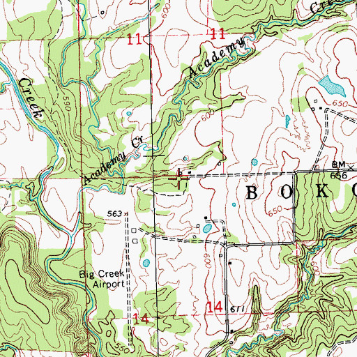 Topographic Map of Impson Cemetery, OK