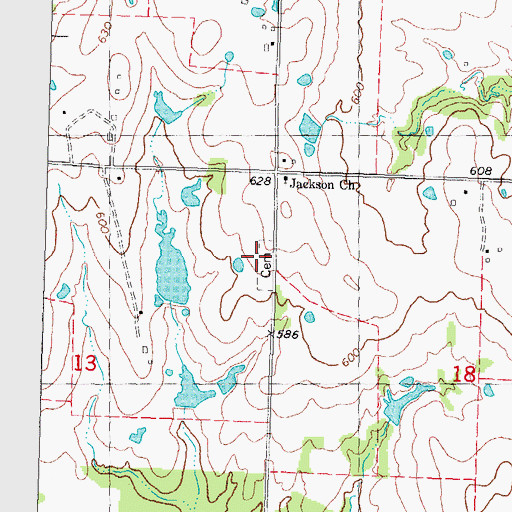Topographic Map of Jackson Cemetery, OK