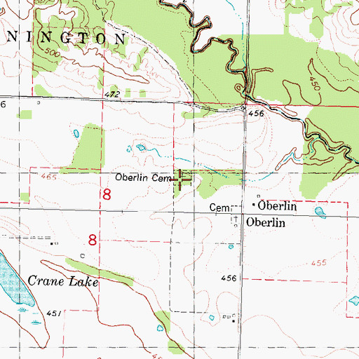 Topographic Map of Oberlin Cemetery, OK