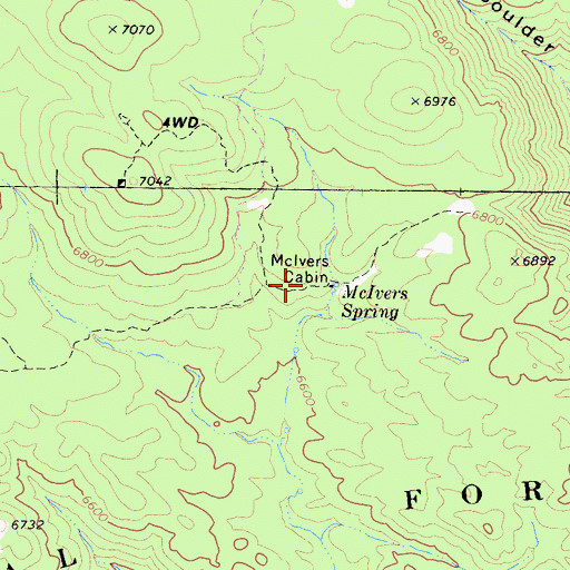 Topographic Map of McIvers Cabin, CA