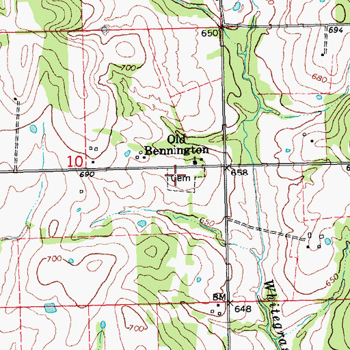 Topographic Map of Old Bennington Presbyterian Cemetery, OK