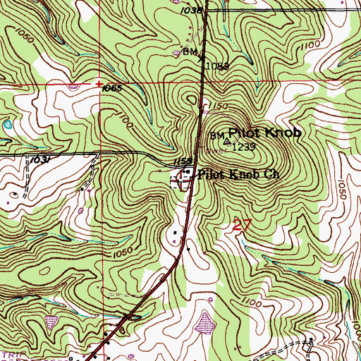 Topographic Map of Pilot Knob Cemetery, MO