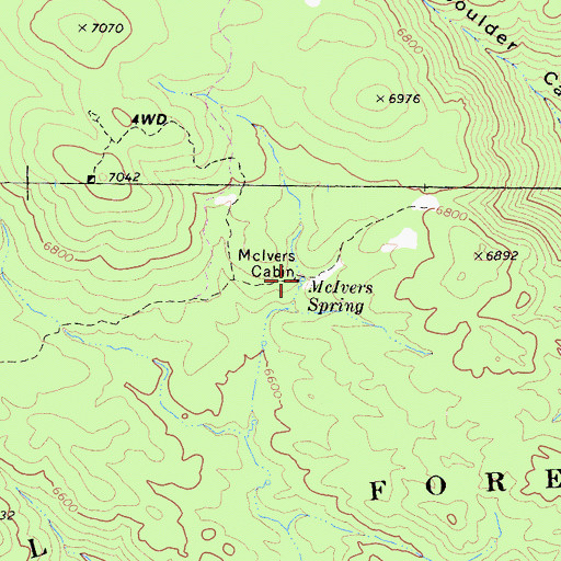 Topographic Map of McIvers Spring, CA
