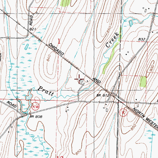Topographic Map of Brookside Farms, WI