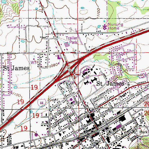 Topographic Map of Saint James Veterans Home Cemetery, MO