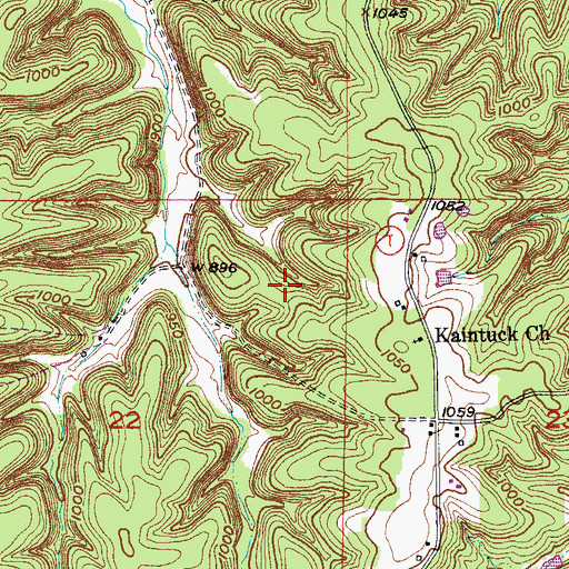 Topographic Map of Upper Mill Creek Cemetery, MO