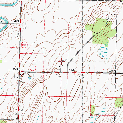 Topographic Map of Benninger Farms, WI