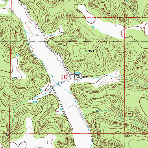 Topographic Map of Prewitt Cemetery, MO