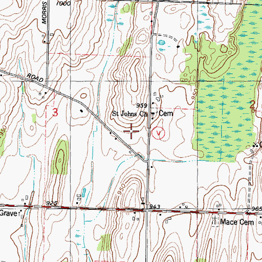 Topographic Map of Church View Farms, WI