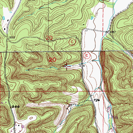 Topographic Map of Wynn-Richards Cemetery, MO