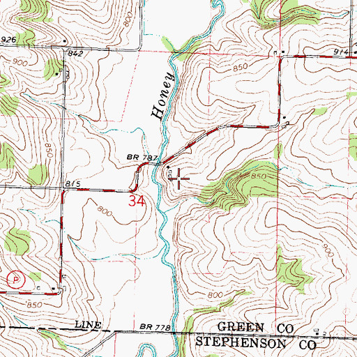 Topographic Map of Honeywind Farm, WI