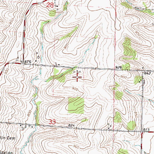 Topographic Map of Green Valley Farms, WI