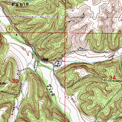 Topographic Map of Smith Farm Cemetery, MO